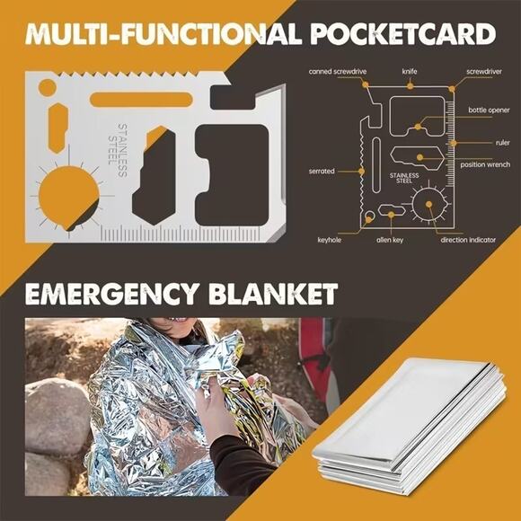 20 in 1 Outdoor Survival Tactical Kit with Multifunction Keychain Light - US - Picture 4 of 6